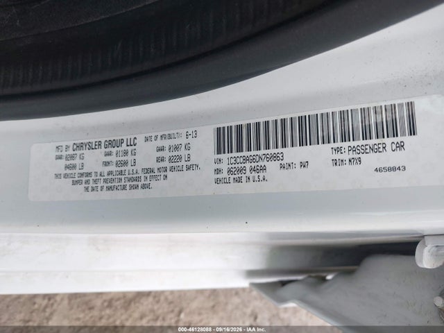 Aukcja sprzedaży 2013 Chrysler 200 Lx, vin: 1C3CCBAG6DN760863, numer aukcji: 46128088