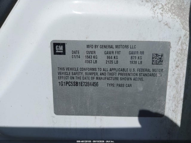 Продажа на аукционе авто 2014 Chevrolet Cruze 1lt Auto, vin: 1G1PC5SB1E7284456, номер лота: 46128105