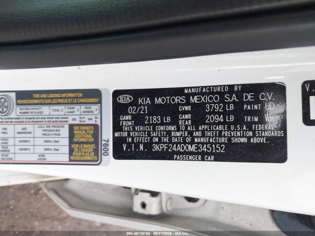 Продаж на аукціоні авто 2021 Kia Forte Fe, vin: 3KPF24AD0ME345152, номер лоту: 46128188