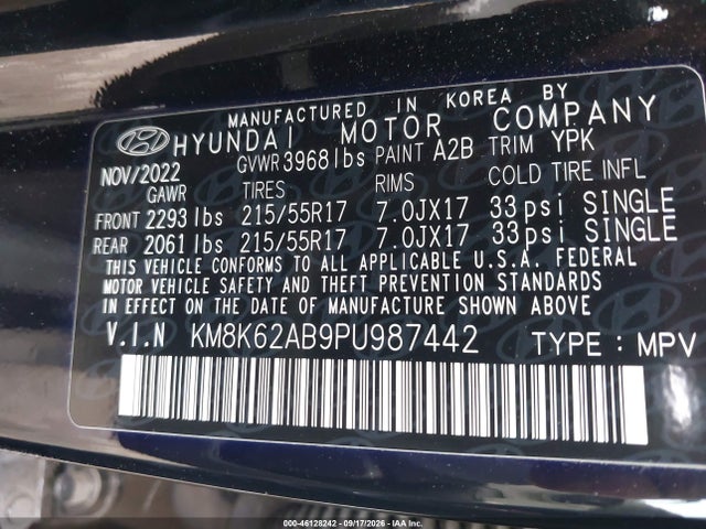 Продаж на аукціоні авто 2023 Hyundai Kona Sel, vin: KM8K62AB9PU987442, номер лоту: 46128242