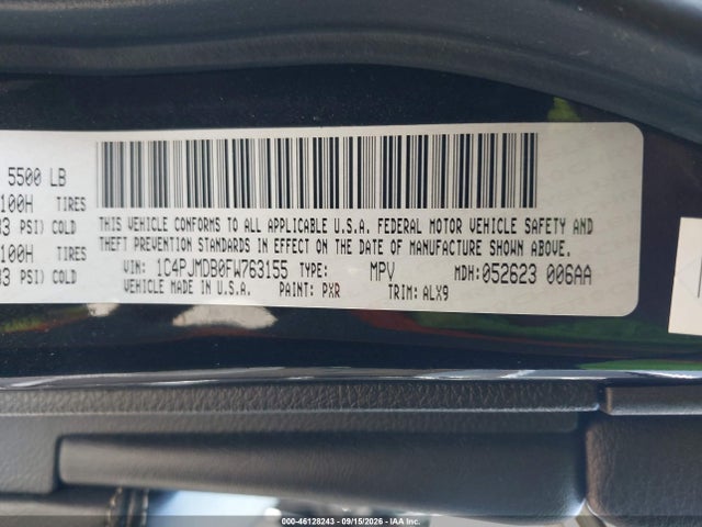 Продажа на аукционе авто 2015 Jeep Cherokee Limited, vin: 1C4PJMDB0FW763155, номер лота: 46128243