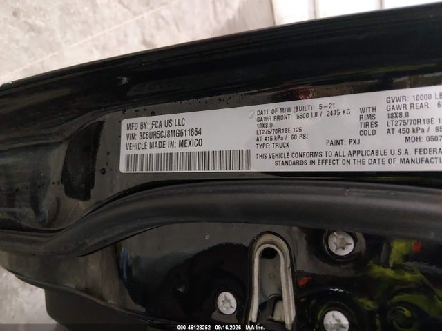 2021 Ram 2500 მანქანა იყიდება აუქციონზე, vin: 3C6UR5CJ8MG611864, აუქციონის ნომერი: 46128252
