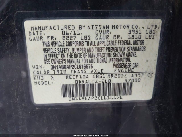 Продажа на аукционе авто 2012 Nissan Sentra 2.0 S, vin: 3N1AB6AP2CL616676, номер лота: 46128255