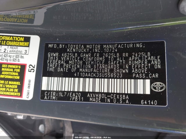 2025 Toyota Camry Se მანქანა იყიდება აუქციონზე, vin: 4T1DAACK3SU556523, აუქციონის ნომერი: 46128259