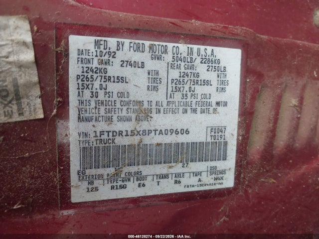 Продажа на аукционе авто 1993 Ford Ranger Super Cab, vin: 1FTDR15X8PTA09606, номер лота: 46128274