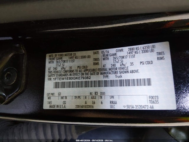 Ford F-150 Xl 2016 1FTEW1E80GKE79382 Image 9