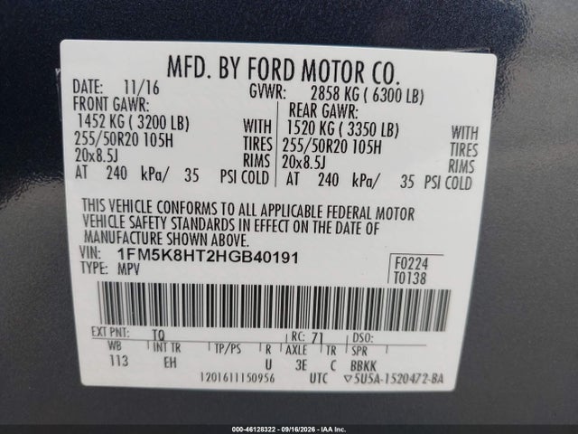 Ford Explorer Platinum 2017 1FM5K8HT2HGB40191 Image 9