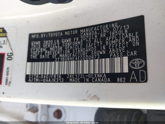 Toyota COROLLA LE 2014 2T1BURHE4EC000873 Image 9