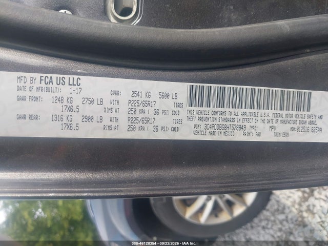 Продажа на аукционе авто 2017 Dodge Journey Sxt Awd, vin: 3C4PDDBG8HT578849, номер лота: 46128354