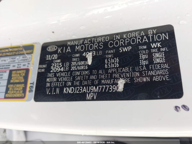2021 Kia Soul S მანქანა იყიდება აუქციონზე, vin: KNDJ23AU9M7773905, აუქციონის ნომერი: 46128403