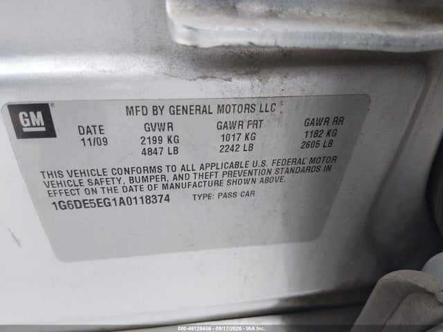 46128456 :رقم المزاد ، 1G6DE5EG1A0118374 vin ، 2010 Cadillac Cts Luxury مزاد بيع