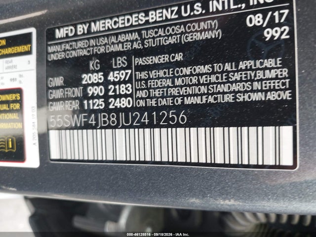 55SWF4JB8JU241256 Mercedes-Benz C 300