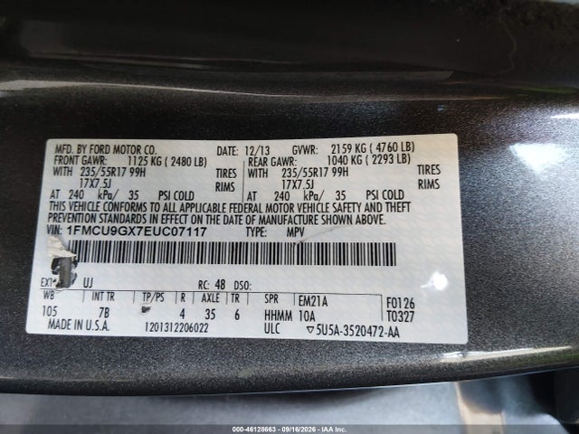 Ford ESCAPE SE 2014 1FMCU9GX7EUC07117 Image 9