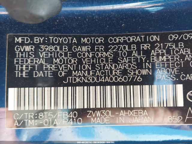 Продаж на аукціоні авто 2010 Toyota Prius Iii, vin: JTDKN3DU4A0060776, номер лоту: 46128714