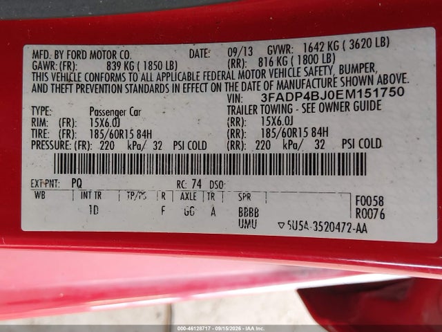 Ford FIESTA SE 2014 3FADP4BJ0EM151750 Image 9