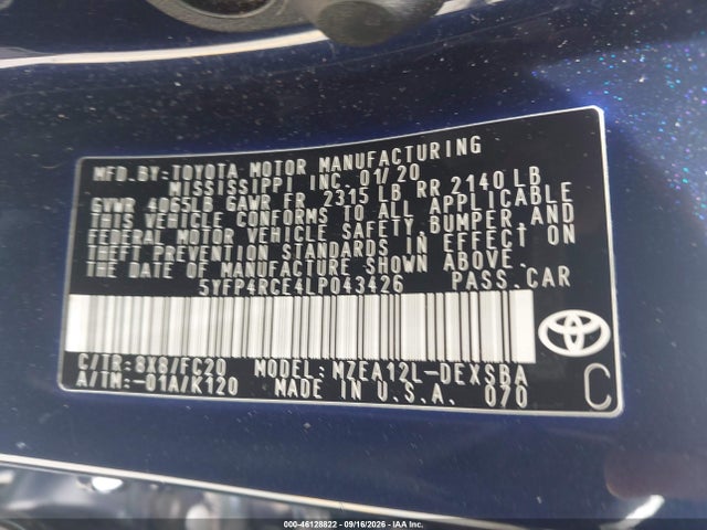 Продаж на аукціоні авто 2020 Toyota Corolla Se, vin: 5YFP4RCE4LP043426, номер лоту: 46128822