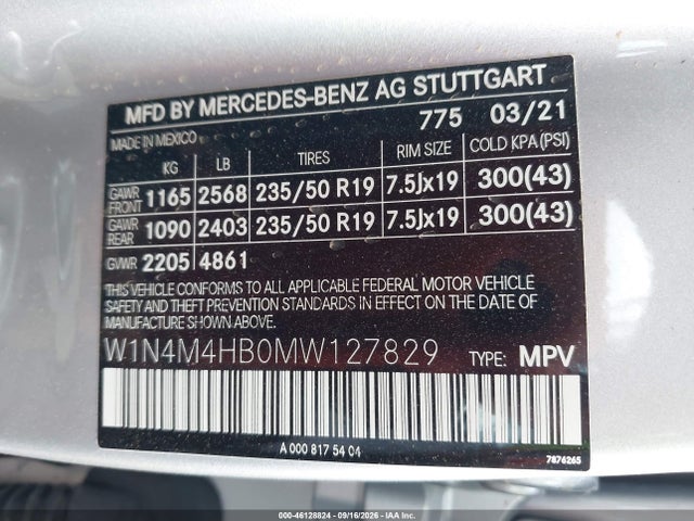 Продажа на аукционе авто 2021 Mercedes-benz Glb 250 4matic, vin: W1N4M4HB0MW127829, номер лота: 46128824