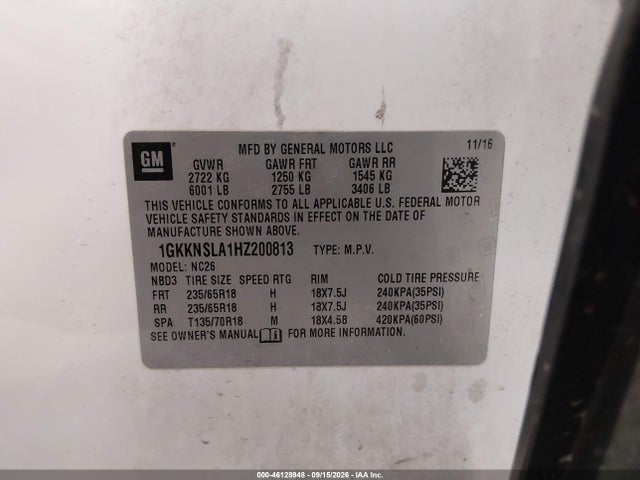 Продажа на аукционе авто 2017 Gmc Acadia Sle-2, vin: 1GKKNSLA1HZ200813, номер лота: 46128948