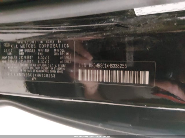 46128986 :رقم المزاد ، KNDMB5C1XH6338253 vin ، 2017 Kia Sedona Lx مزاد بيع