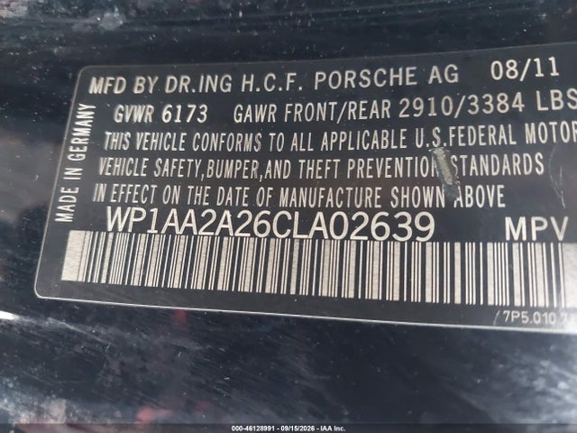 Aukcja sprzedaży 2012 Porsche Cayenne, vin: WP1AA2A26CLA02639, numer aukcji: 46128991