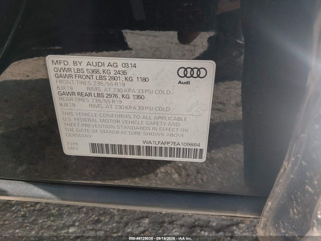 Aukcja sprzedaży 2014 Audi Q5 2.0t Premium, vin: WA1LFAFP7EA109864, numer aukcji: 46129030