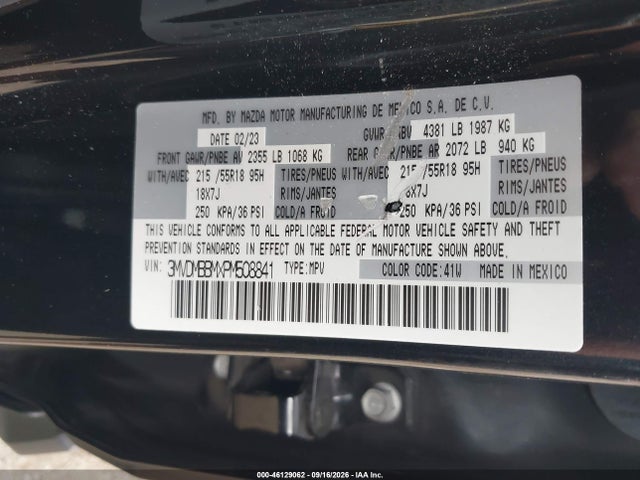 46129062 :رقم المزاد ، 3MVDMBBMXPM508841 vin ، 2023 Mazda Cx-30 2.5 S Select مزاد بيع