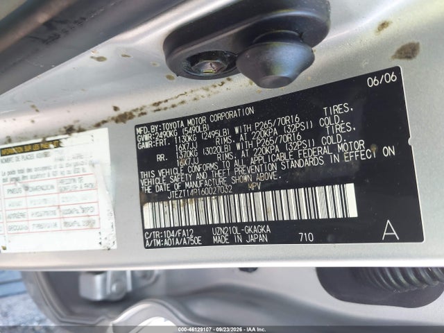 Auction sale of the 2006 Toyota 4runner Sr5 V8, vin: JTEZT14R160027032, lot number: 46129107