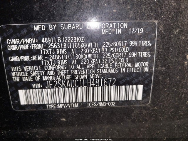 Subaru Forester 2020 JF2SKADC1LH481672 Image 9