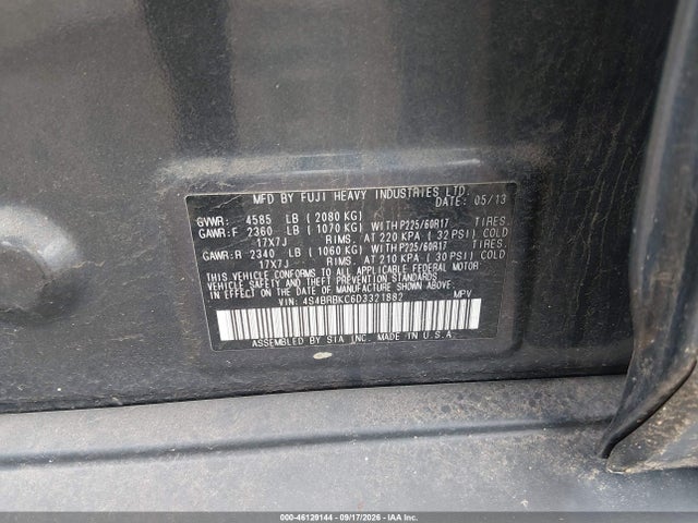 2013 Subaru Outback 2.5i Limited მანქანა იყიდება აუქციონზე, vin: 4S4BRBKC6D3321882, აუქციონის ნომერი: 46129144