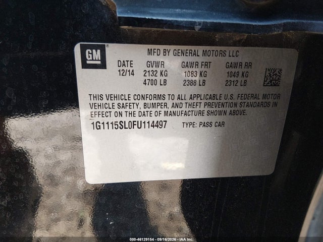 Aukcja sprzedaży 2015 Chevrolet Impala 1lt, vin: 1G1115SL0FU114497, numer aukcji: 46129154