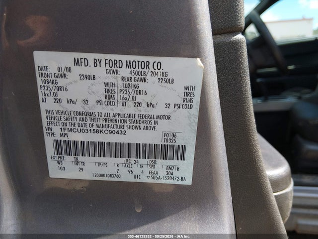 2008 Ford Escape Xlt მანქანა იყიდება აუქციონზე, vin: 1FMCU03158KC90432, აუქციონის ნომერი: 46129252