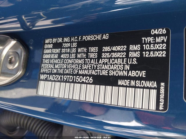 Продаж на аукціоні авто 2026 Porsche Cayenne Electric Turbo, vin: WP1AD2X19TD150426, номер лоту: 46129266