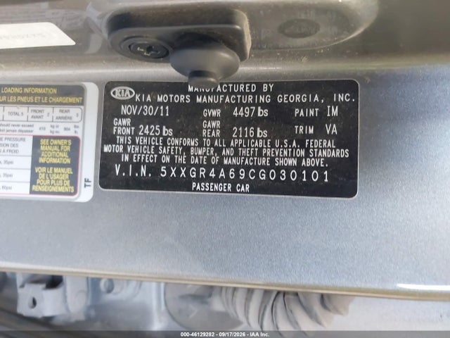 Aukcja sprzedaży 2012 Kia Optima Sx, vin: 5XXGR4A69CG030101, numer aukcji: 46129282