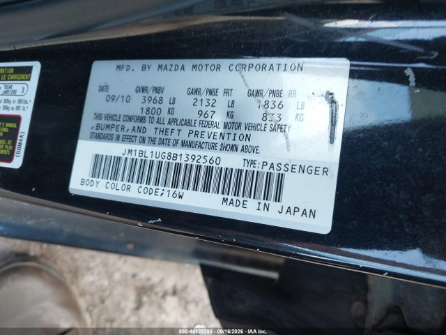 Aukcja sprzedaży 2011 Mazda Mazda3, vin: JM1BL1UG8B1392560, numer aukcji: 46129288