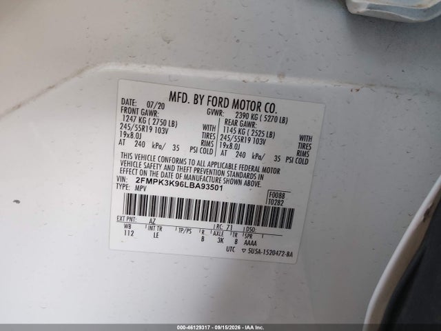 Ford Edge Titanium 2020 2FMPK3K96LBA93501 Image 9