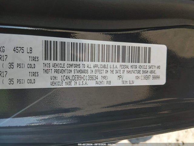 46129336 :رقم المزاد ، 1C4NJDEB9HD139634 vin ، 2017 Jeep Compass High Altitude 4x4 مزاد بيع