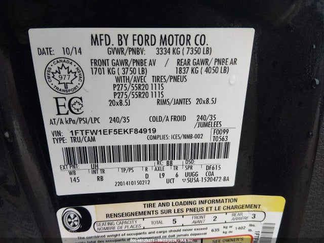Продаж на аукціоні авто 2014 Ford F-150 Fx4, vin: 1FTFW1EF5EKF84919, номер лоту: 46129371