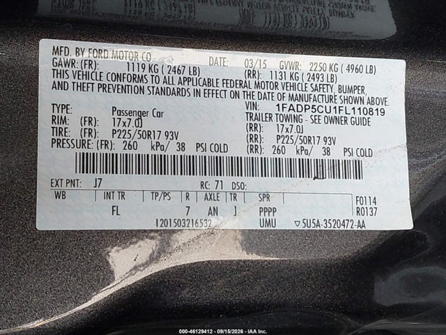 Ford C-max Energi Sel 2015 1FADP5CU1FL110819 Image 9