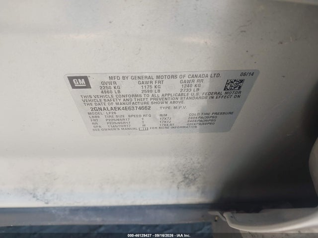 Aukcja sprzedaży 2014 Chevrolet Equinox Ls, vin: 2GNALAEK4E6374662, numer aukcji: 46129427