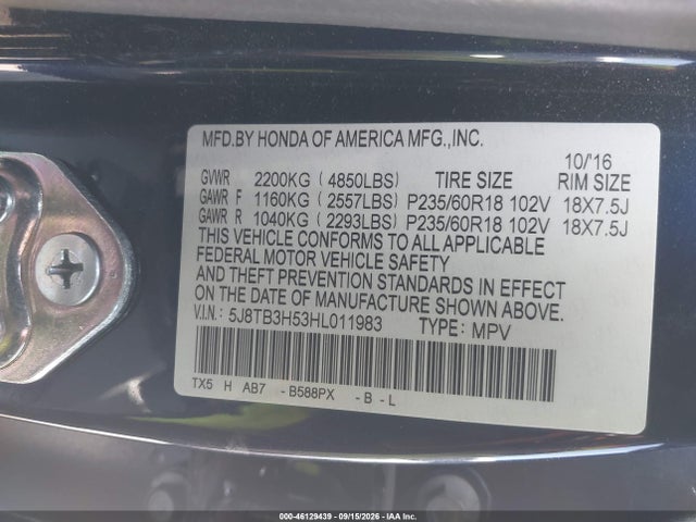 Продаж на аукціоні авто 2017 Acura Rdx Technology   Acurawatch Plus Packages/w/technology Package, vin: 5J8TB3H53HL011983, номер лоту: 46129439