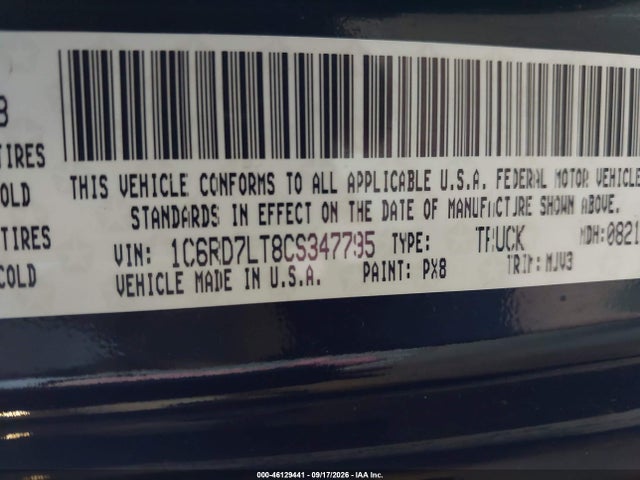 Продаж на аукціоні авто 2012 Ram 1500 Big Horn, vin: 1C6RD7LT8CS347795, номер лоту: 46129441
