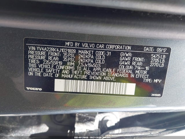 Aukcja sprzedaży 2018 Volvo Xc60 T6 Momentum, vin: YV4A22RK4J1021828, numer aukcji: 46129459