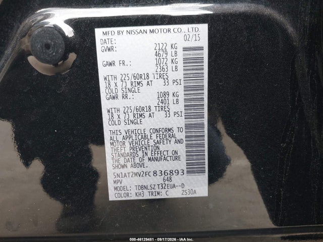 Nissan Rogue Sl 2015 5N1AT2MV2FC836893 Image 9
