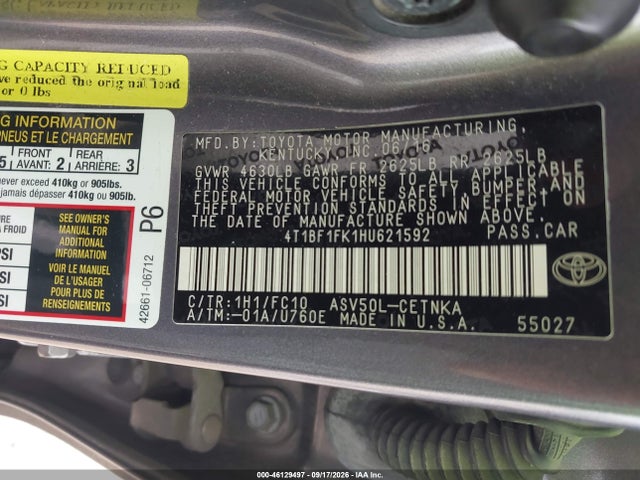 Продаж на аукціоні авто 2017 Toyota Camry Le, vin: 4T1BF1FK1HU621592, номер лоту: 46129497