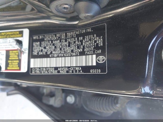 46129500 :رقم المزاد ، 4T1BF1FK1CU579675 vin ، 2012 Toyota Camry Le مزاد بيع