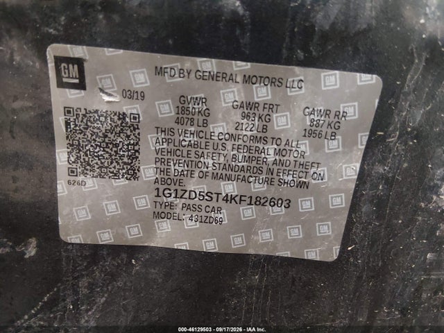 Chevrolet MALIBU LT 2019 1G1ZD5ST4KF182603 Image 9