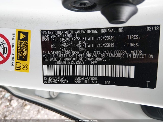 Продаж на аукціоні авто 2018 Toyota Highlander Hybrid Limited Platinum, vin: 5TDDGRFH9JS042969, номер лоту: 46129557