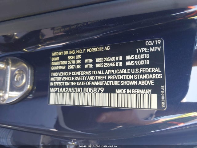 Продаж на аукціоні авто 2019 Porsche Macan, vin: WP1AA2A53KLB05879, номер лоту: 46129627