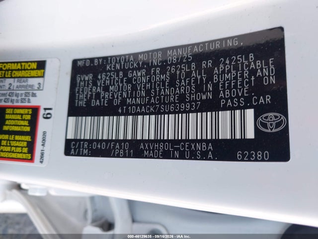 Toyota CAMRY LE 2025 4T1DAACK7SU639937 Image 9