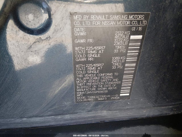 Продаж на аукціоні авто 2016 Nissan Rogue Sv, vin: KNMAT2MV0GP656018, номер лоту: 46129686